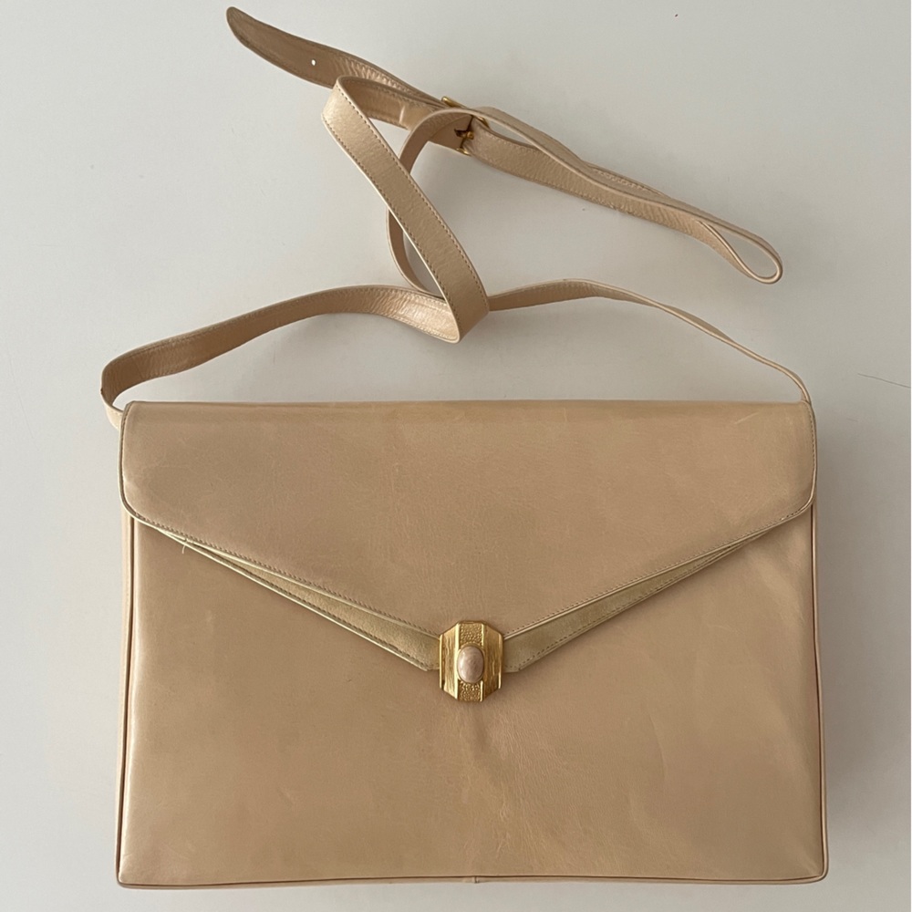 Vintage Bally cream leather rectangular shoulder bag